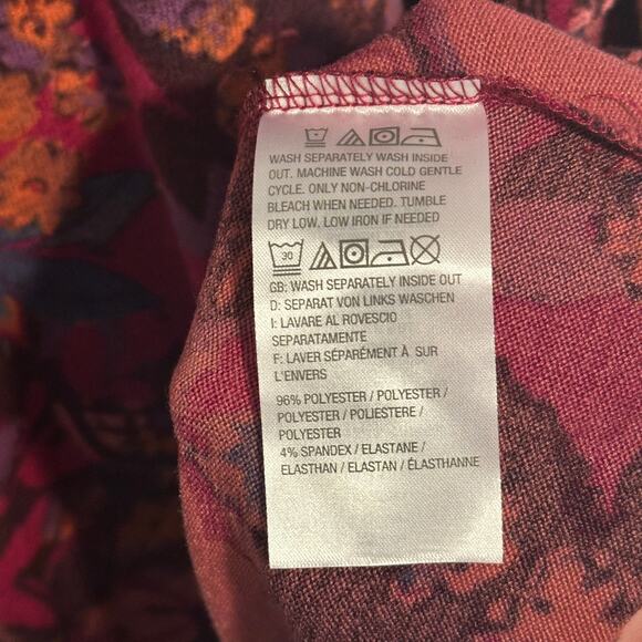 Denim & Co Floral Soft Knit Tunic Womens XL Magenta Pink Multicolor Casual Top - Picture 6 of 8